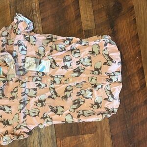 Pink Bunny Easter Print Button-Up shirt Boys Size 7